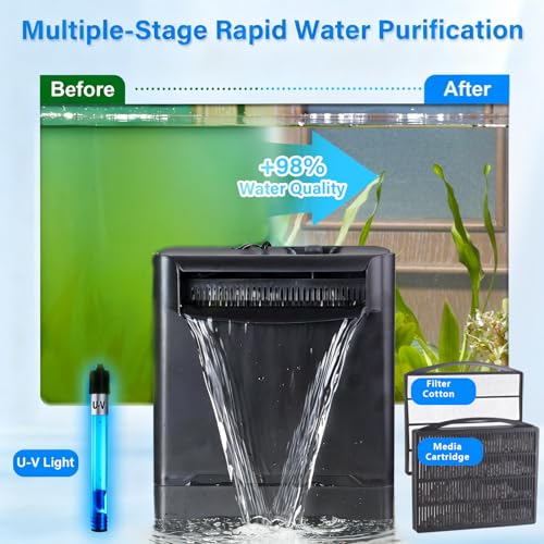 Image of Turtle Tank Filter Aquarium Fish Filter w /U-V Light for Large 40-150 Gallon