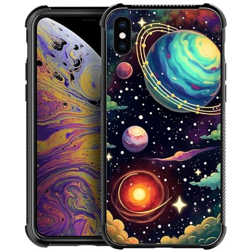 Goodsprout Compatible with iPhone Xs Max Case,Amazing Pattern Design Shockproof Anti-Scratch Hard PC Back Case for iPhone Xs Max Fantasy Space Colorful