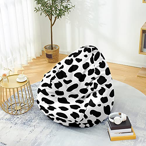 Mateju Pouf Poltrona a Sacco, Mucca 3D Pouf Letto Singolo Morbido, Pouf Sacco di Fagioli Senza Riempimento, Pouf Poltrona di Fagioli per Adulti e Bambini, per Interni Esterni (L,Macchia di Mucca)