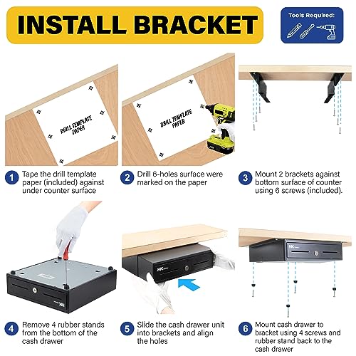 HK SYSTEMS Gaveta de dinheiro aberta SAFE33.0 cm, preta, resistente, 4B5C, com suporte de metal para