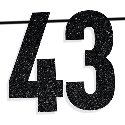 Image of Black Glitter Holy Shit You're 43 Banner, Happy 43rd Birthday /Cheers to 43 Years, Funny 43 Years Old Birthday Party Decorations Supplies