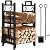 INNO STAGE Firewood Rack Fireplce Firepit Tools Set Double Layer Iron Wood Log Holder for Fire Place Outdoor Indoor Accessories-Brush, Shovel, Tong, Hook