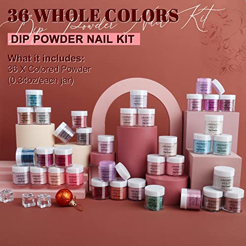 Lavender Violets 36 Colors Dip Powder Nail Kit Starter Fast Dry Dipping Powder Color Set White, Nude, Pink, Red, Blue, Fall And Winter Colors For French Dip Nails Manicure Pedicure M952 #TOP4