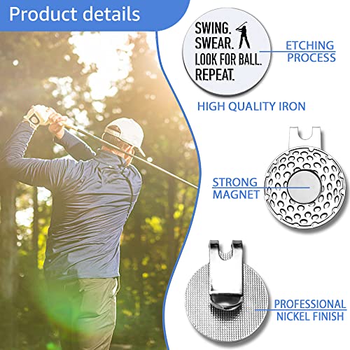 GEYGIE Swing Swear Look for Ball Repeat Golf Ball Marker with Magnetic Hat Clip, Funny Golf Accessories Gifts for Men Women, Golf Gifts for Men Woman, Birthday Gifts for Golf Fan (GHC059) - Thumbnail 3