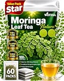 WOTIHA Moringa Tea Herbal Bags, 60 Count – 100% Pure Moringa Leaves, Supports Daily Wellness & Digestion, Non-GMO Caffeine-Free, Vegan
