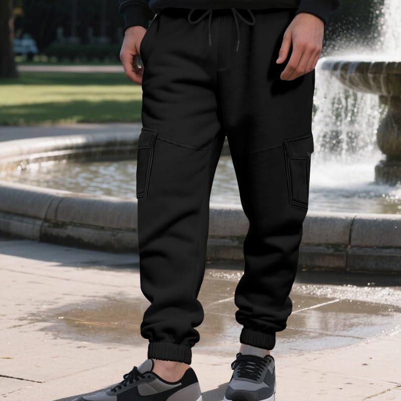 ZOCANIA Sweatpants for Men Multi Pocket Men's Sweatpant Relaxed Fit Mens Fleece Casual Joggers Elastic Drawstring Pants - Image 4