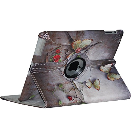 Jytrend Ipad Air Case, (R) Rotating Stand Smart Case Cover Magnetic Auto Wake Up/Sleep For Ipad Air (Air 1) A1474 A1475 A1476 (Butterfly) #TOP1