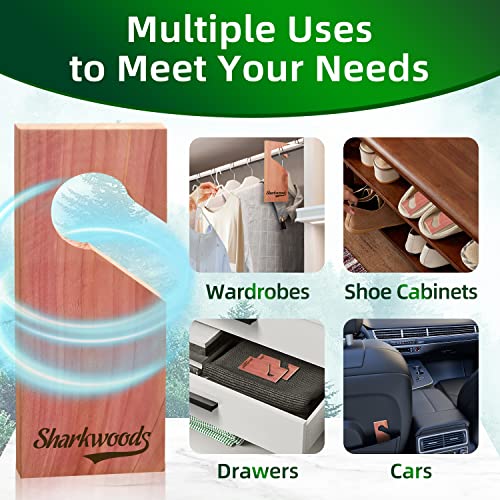 Sharkwoods 10 Pack Cedar Blocks For Clothes Storage, 100% Natural Cedar Planks For Closets, Ideal Cedar Closet Freshener, Cedar Hangers For Closets, Aromatic Cedar Chips For Closets And Drawers 10 Pcs #TOP3