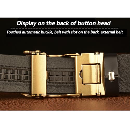 Men'sbelt Personalized Carving Ratchet Belt Men Fashion Jeans Pants Belt with Automatic 45Mm Buckle,Black,115cm/waist:33"~35"4