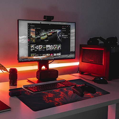 Gaming Mouse Pad, veecom Red Large Gaming Mouse Pads 31.5×15.75In, Big Mouse Pad XL with Non-Slip Base, Computer Extended Keyboard Mouse Pad Desk Pad, Flame Pattern