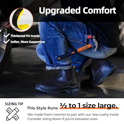 Work Boots for Men, Slip On Steel Toe Chelsea Safety Boots, Waterproof Slip Resistant Work Shoes, Lightweight Comfortable Breathable Non Slip Safety Toe Shoes2
