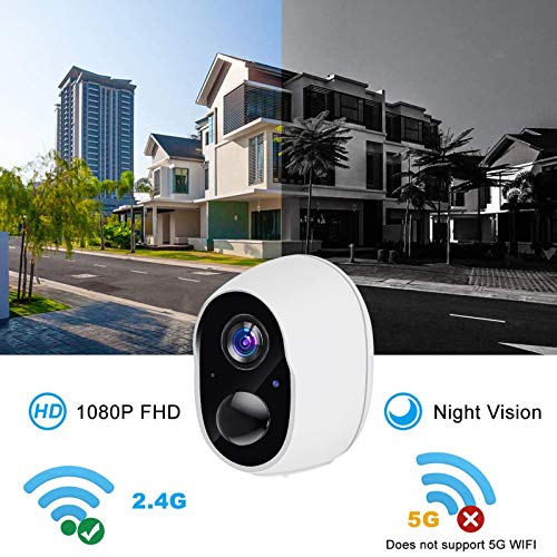 WiFi Rechargeable Battery Powered Wireless Camera,HONEST KIN 1080P Home Security Camera Outdoor,PIR Alarms,Night Vision,2-Way Audio,Waterproof,Low Power Consumption,Super Push App, Cloud Storage