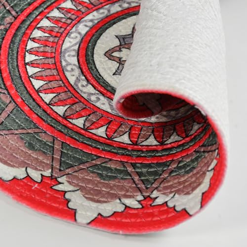 Image of LaVichitra Cotton Table Placemat | Dining Table Mat | Bed Side Table Mat | Cotton Round Shape Placemats | Washable PlaceMat for Shelves & Plant Pots - Pack of 4, Folk Art