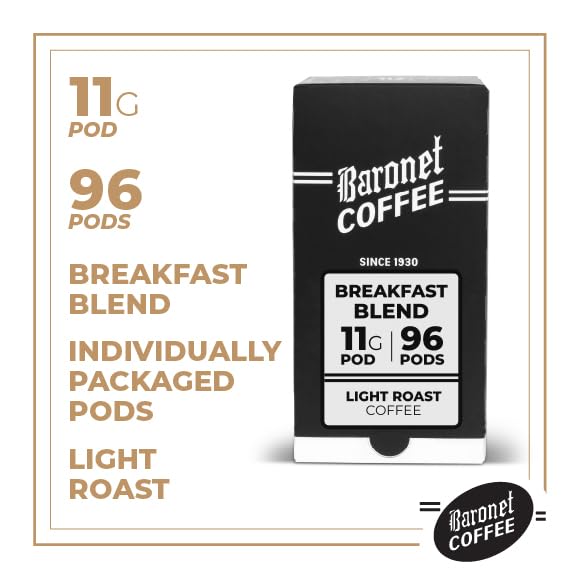 Baronet Coffee 11 Gram Pods Coffee Pods, Breakfast Blend, 96 Pods image 4