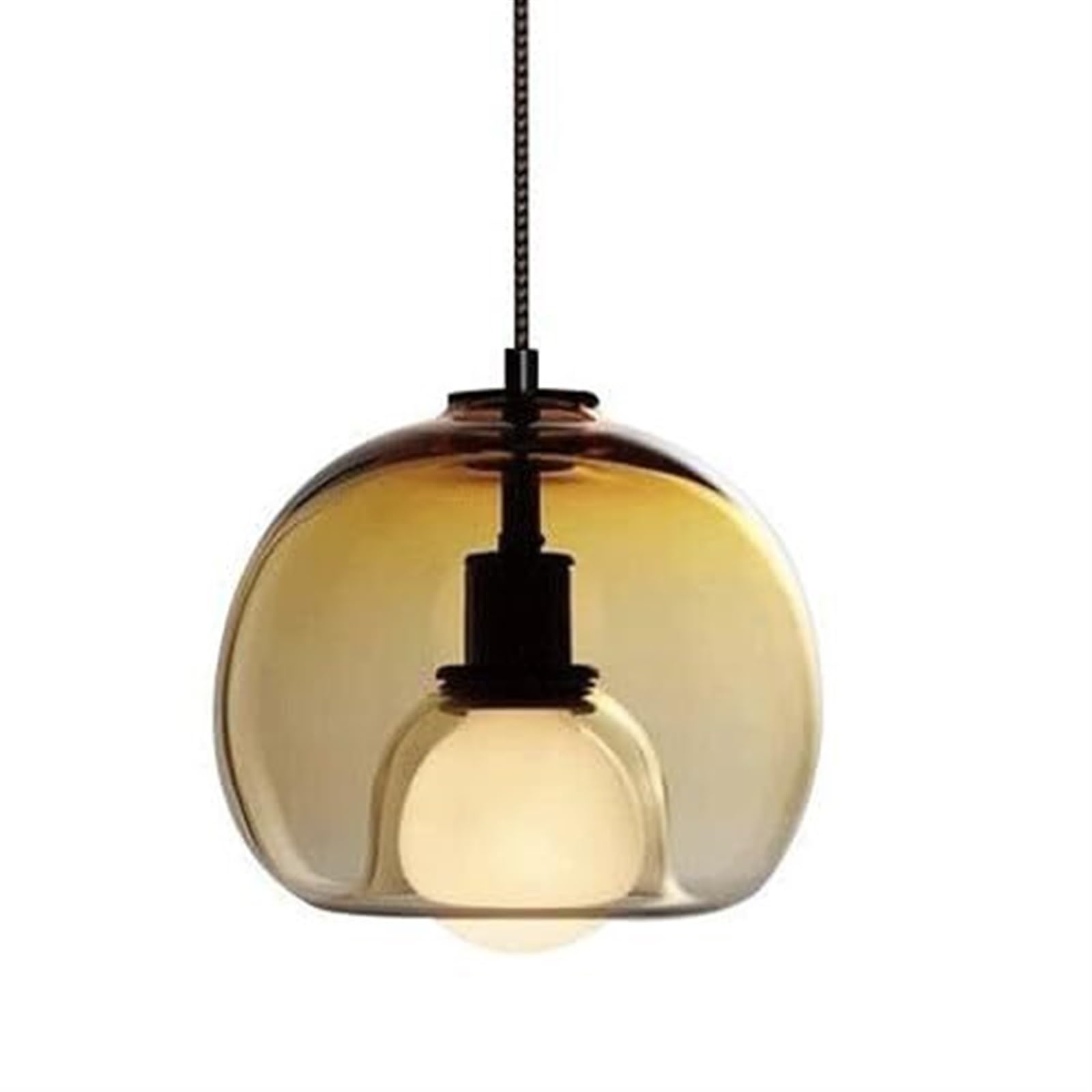 SYAXVOM Nordic Style Glass Chandelier – Flush Mount Single-Head Hanging Lamp, Creative and Personalized Pendant Shade, E27 Light Source Ceiling for Bar Restaurant Decor(Amber)