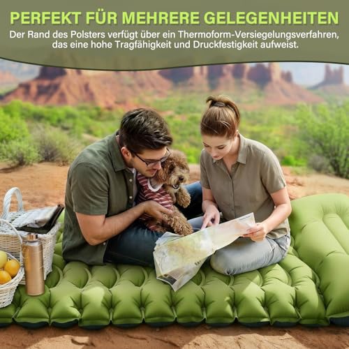 Yuzonc Isomatte Camping,Camping Luftmatratze mit FußpressePumpe & Kissen, Aufblasbare Matratze Kompakte und Leichte für Wandern und Strand