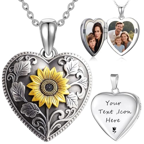 S925 Sterling Silver Heart Lockets Necklace That Holds Pictures Jewelry for Women Photo Pendant Necklace Memorial Jewelry Gift