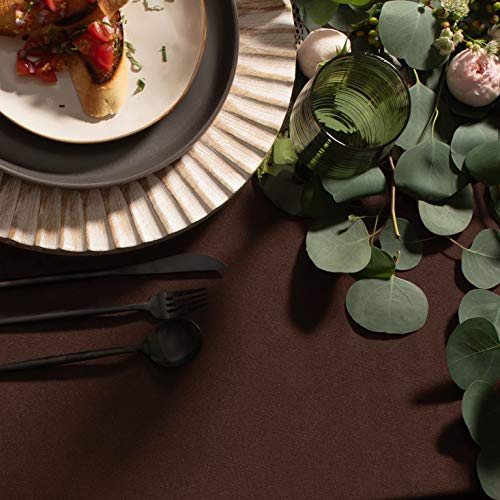 Image of Gee Di Moda Rectangle Tablecloth - 60 x 102 Inch Chocolate Table Cloth for 6 Foot Rectangle Tables - Heavy Duty Washable Fabric - for Holiday Party, Dinner, Weddings, Baby Shower & Events