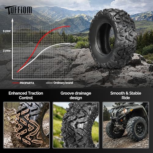 Image of TUFFIOM Set of 4 ATV /UTV All-terrain Tires 25x8-12 Front 25x10-12 Rear, 6 PR, Tubeless