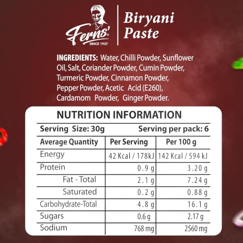 Image of FERNS' Biryani Curry Paste | Just Add Rice & Chicken, Mutton, Paneer | Made with Ghee | No Preservatives | Ready To Cook Indian Masala Wet Marinade 190g