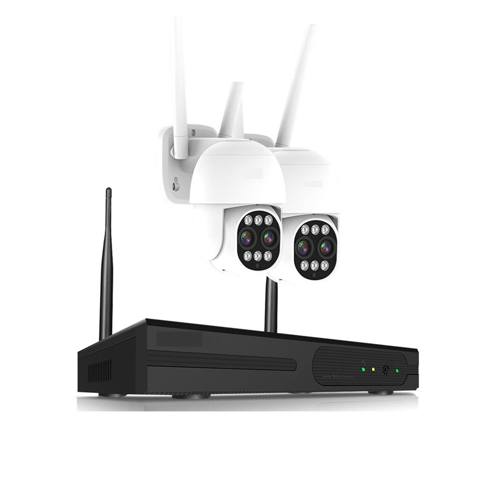 Système De Surveillance sans Fil WiFi 4 Canaux 4K 8CH NVR Kit Suivi Automatique CCTV PTZ Kit De Système De Caméra De Sécurité Vision Nocturne Couleur(None,2 PCS Camera Kit)