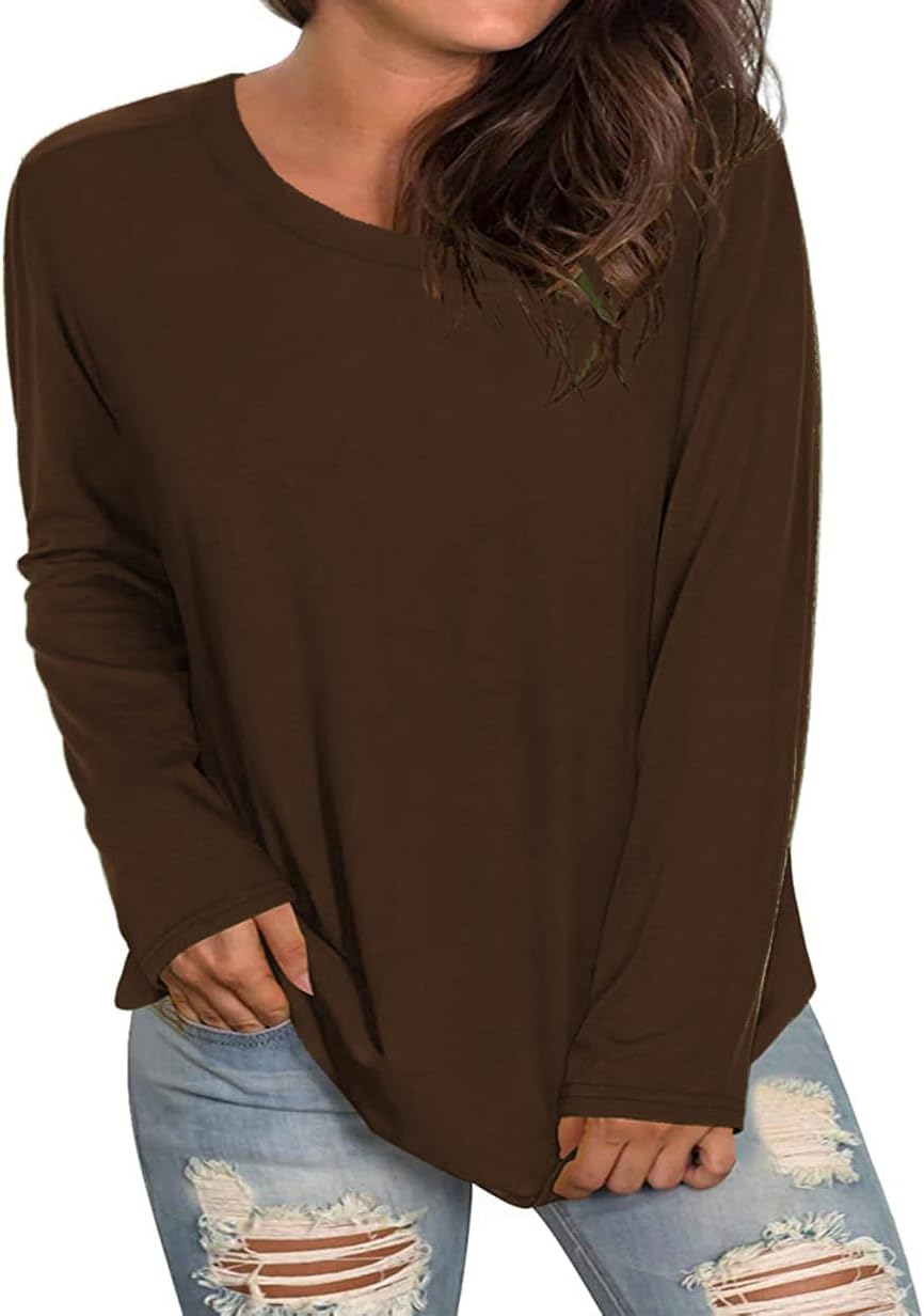 Plus Size Long Sleeve T Shirts Women Fall Tops Tshirts Tunic Casual Tee - Image 2