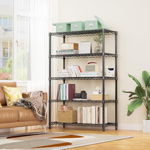 Image of M MZG 1750 lbs Steel Storage Shelving 5-Tier Utility Shelving Unit Steel Organizer Wire Rack for Home,Kitchen,Office,Garage, 1750 LBS Capacity 17.7 inch D x 47.2 inch W x 72.3 inch H
