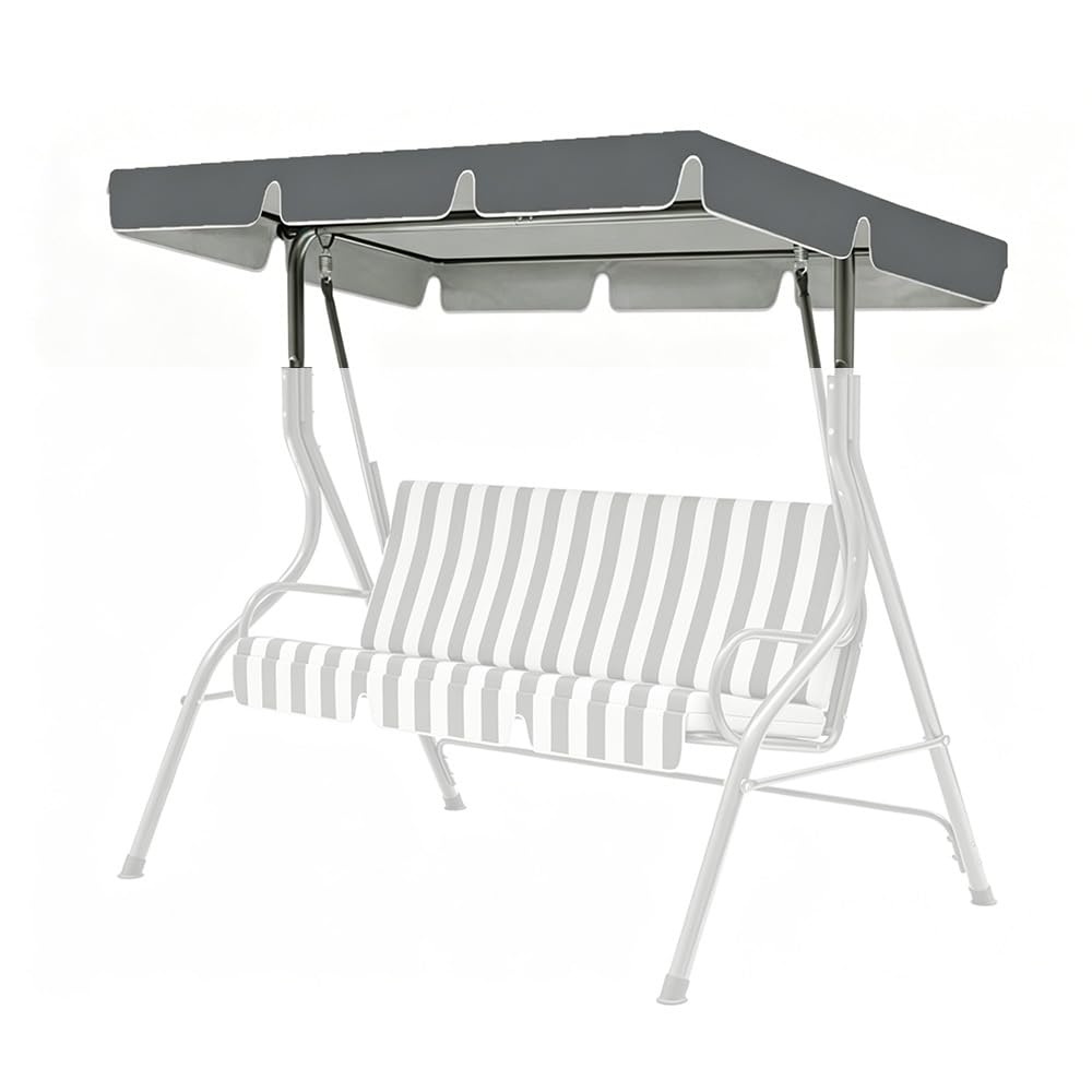 BEWEGNLNHK 2-3 Outdoor Swing Canopy Replacement Cover, Waterproof Swing Canopy Replacement Cover 56x47in 65x45in 75x52in 77x49in 98x73in Garden Swing Seat Canopy Cover(Grey,164x114cm/65x45in)