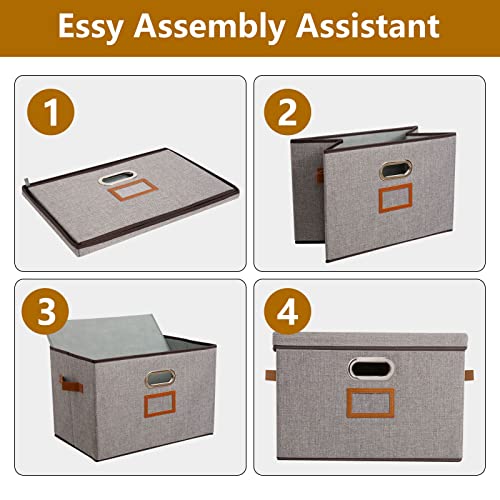 Outbros 6-Pack Large Collapsible Storage Bins With Lids, Foldable Fabric Storage Boxes Organizer Containers Baskets Cube With Label Window, For Home Bedroom Office, 13*9*7.9In Gray #TOP5