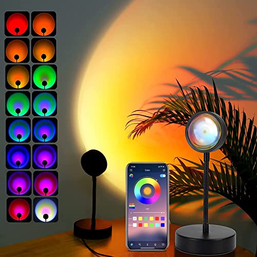 QUIGO Sunset Lamp Lampe Coucher de Soleil Veilleuse Led Chambre Neon Projecteur Lumiere Led Gaming Lampe de Chevet/Bureau Rgb Ambiance Decoration Chambre Fille Aesthetic Room Decor