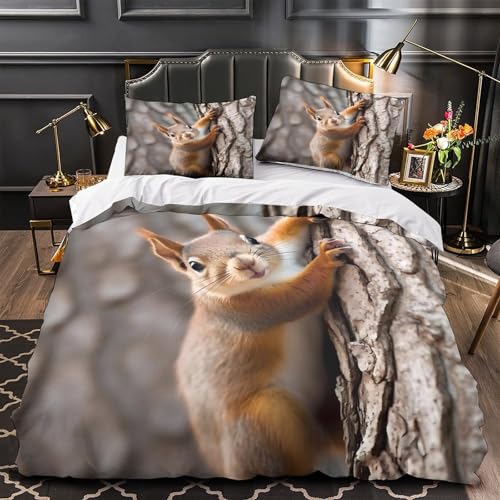Housse de couette écureuil anti-pli linge de lit imprimé confortable - 4