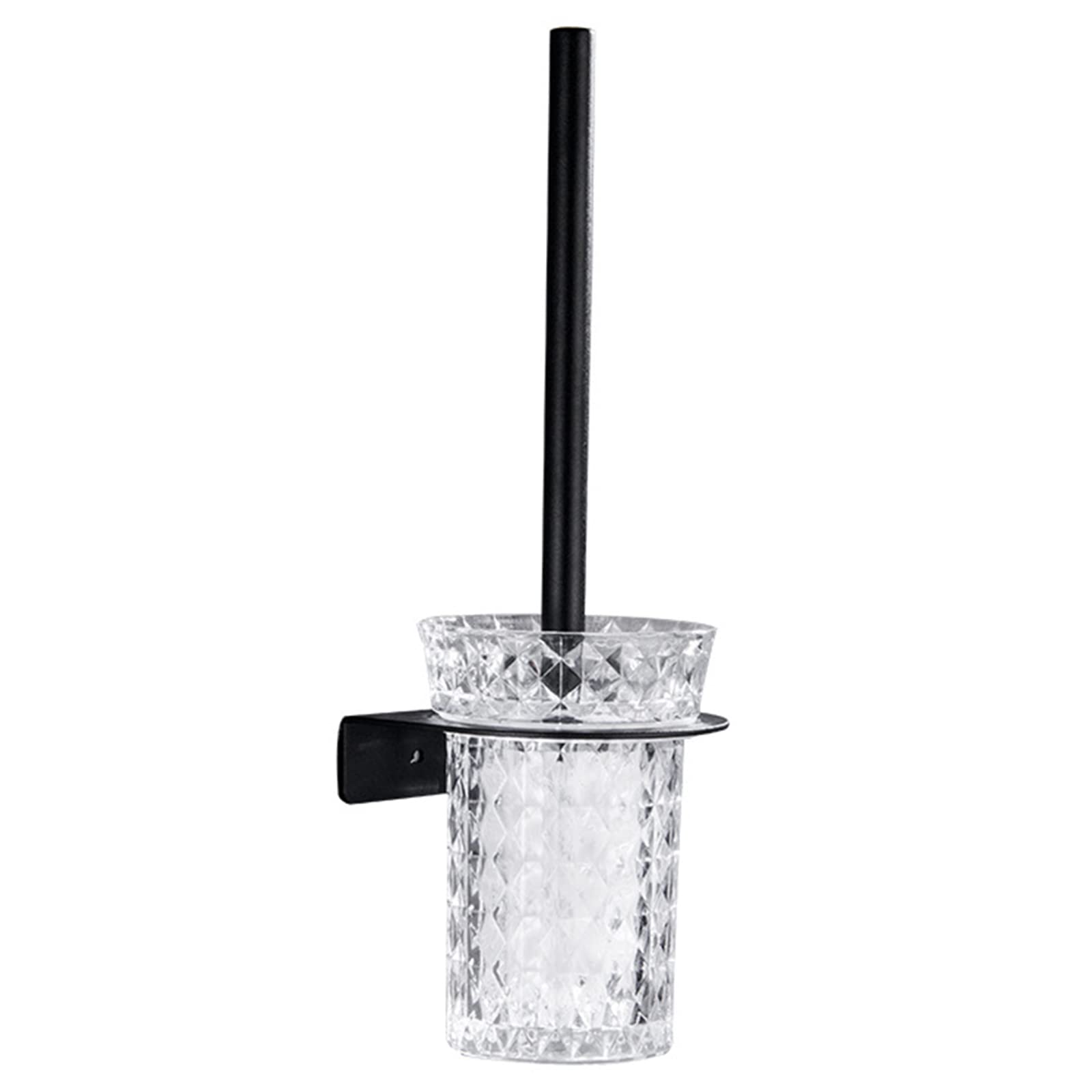 Cepillo Y Soporte Para Inodoro, Cepillo Para Inodoro De Mango Largo De Acero Inoxidable Con Vaso De Cristal, Cepillo Para Fregar Montado En La Pared Con Cerdas Rígidas Para Una Limpieza Profunda,Negro