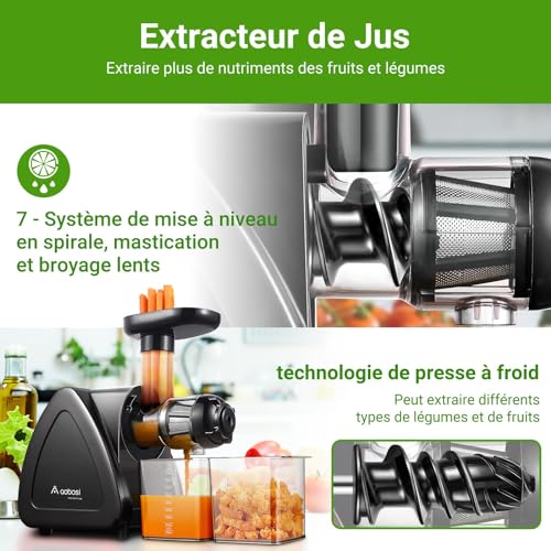 Image of Slow Cold Press Juicer Machine: Electric Masticating Juicer Extractor Easy Clean - Whole Fruit Vegetable Juice Maker - Cold Pressed Slow Blender Juicer with Wide Large Chute Mout