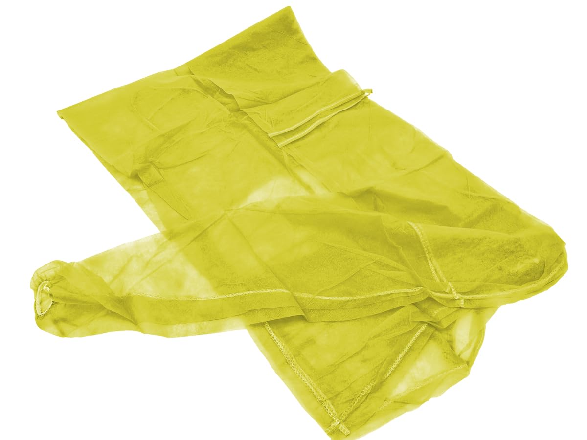 TIGA-MED Vlieskittel Gelb – 100 Stück Einweg Schutzkittel aus PP-Spinnvlies (24 g/m²), 110 x 140 cm, mit elastischen Armbündchen, Hygienekittel für Medizin, Pflege & Labor
