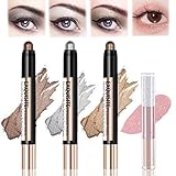 【Wasserfest und schweißfest】Der lidschatten stift ist wasser- und schweißfest, zart und glatt, er kann ein langanhaltendes und schönes augen-make-up beibehalten, selbst wenn sie schwitzen,lidschattenstifte lassen Sie Ihre Augen den ganzen Tag natürlich aussehen.