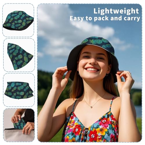 Image of Cool Bucket Hat Beach Sun Hat Beach Fishing Hat for Men Women Teens, Reversible Double-Side-Wear