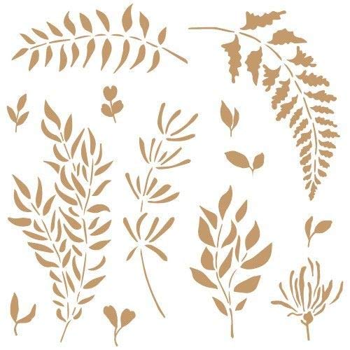 TODO-STENCIL Stencil Deco Floral 052 Hojas Medidas exteriores: 20x20 Medidas internas diseño 18 x 19 cm