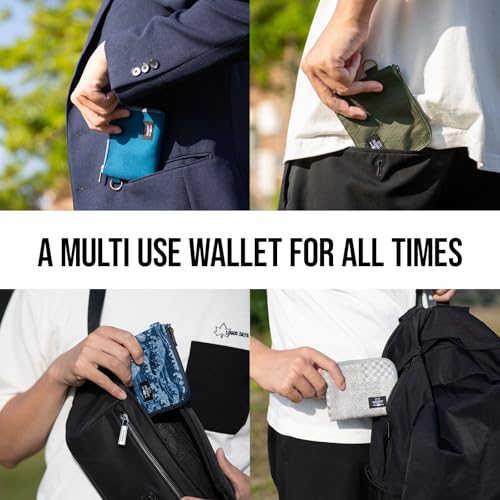 Portable, Foldable, and Lightweight Zipper Case for Cards, ID, Money Multi Storage Travel Organizer (Japanese Pattern Blue)3