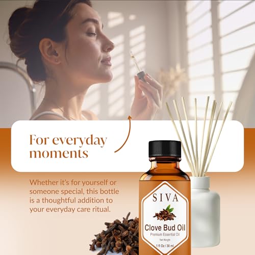 Image of Siva Clove Bud Essential Oil 1 Fl Oz - for Diffuser, Skin & Hair Care - Ideal for Massage & DIY Blends- with Dropper