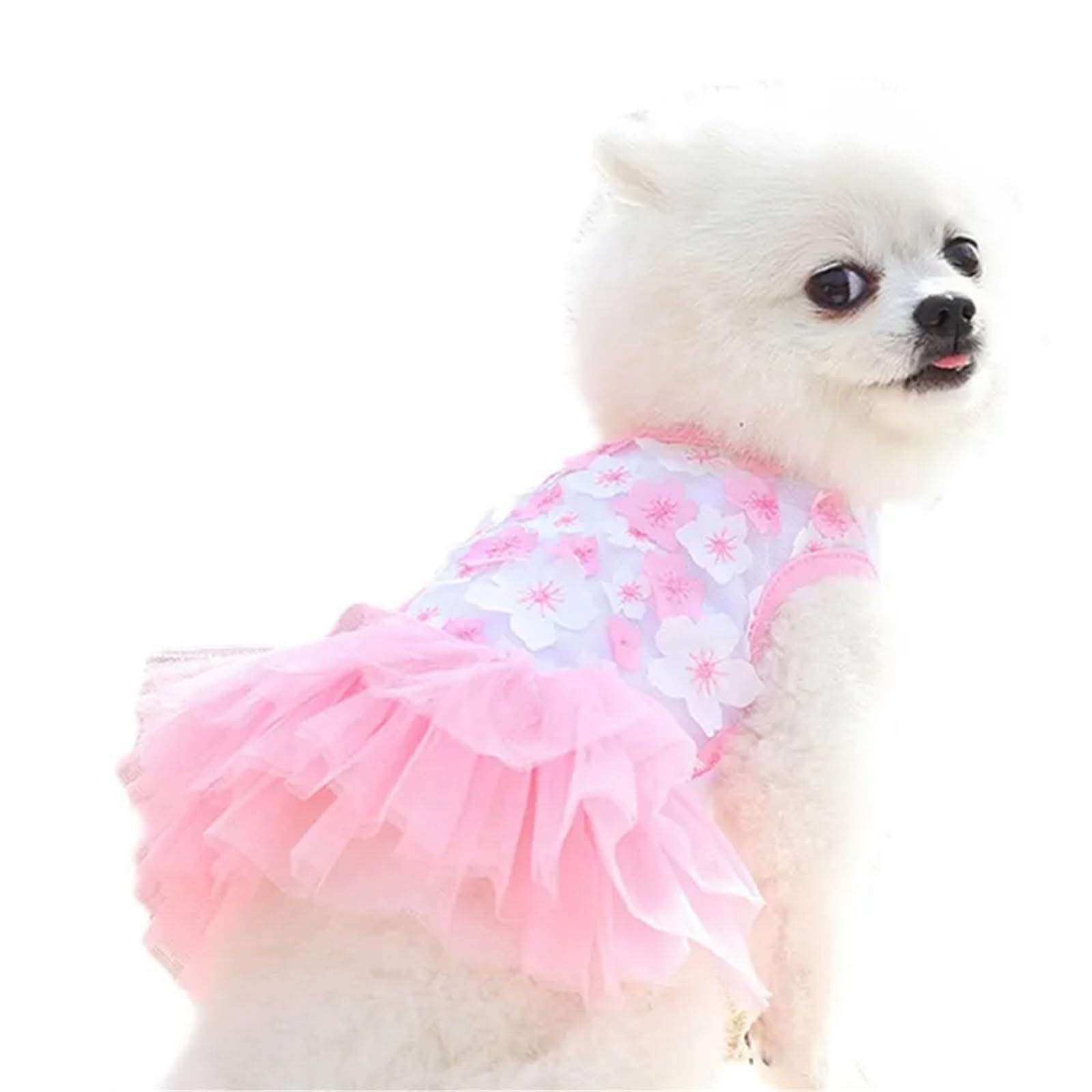 Robe de princesse pour chien en gaze de haute qualité rose L