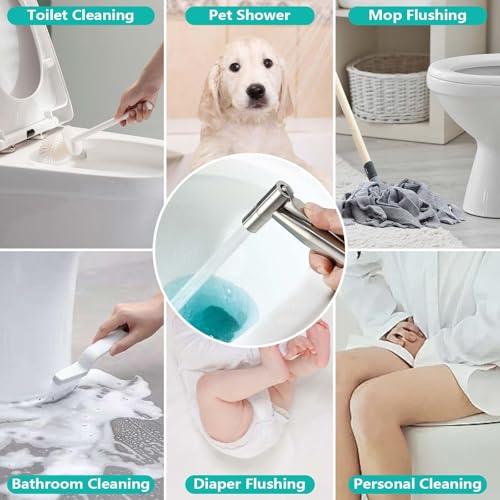 BARROCK Bidet Sprayer for Toilet, Handheld Jet Spray for Existing Toilets with Bidet Hose, Adjustable Water Pressure Muslim Shower, Stainless Steel Cloth Diaper/Feminine Wash Sprayer Brushed Nickel by BARROCK - Image 4