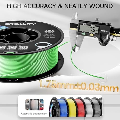 Image of CREALITY PETG Filament 1.75mm 3D Printer Filament, 1kg (2.2lb) Neatly Wound Spool, Dimensional Accuracy ±0.03mm, Fit for Ender, Bambu Lab, Anycubic,ELEGOO FDM Printers, Green