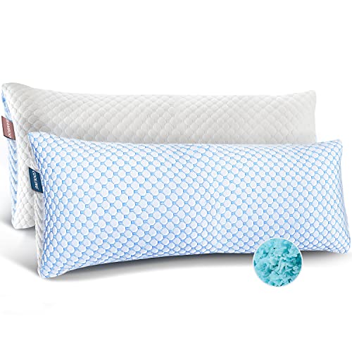 Nestl Cooling Body Pillows - Shredded Memory Foam, Gel-Infused 20x54 (2 Pack)