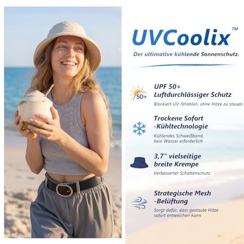 TOP-EX UPF 50 Sonnenhüte Damen mit Pferdeschwanz, Breiter Krempe Fischerhut für UV-Schutz, Wasserdicht regenhut, Atmungsaktiv Sommer-Mesh, Kinnriemen, Faltbar, Camping, Safari, Khaki L