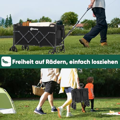 Sekey Bollerwagen Faltbar Klein 70L 80KG, Handwagen Klappbar, Faltbarer Einkaufswagen Campingwagen mit Höhenverstellbarem Griff, Leicht & Platzsparend & Stabil, Mini 4029, Schwarz – Bild 3