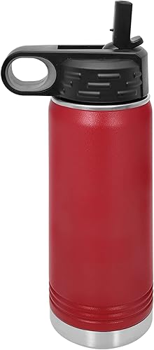 Miniatura 10 de LaserGram Botella de agua de doble pared con tapa abatible de 20 onzas con pajilla, bailarina de ballet, grabado personalizado incluido (rosa)