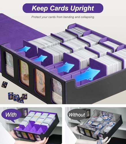 Image of TiMOVO Trading Card Dividers for Commander Deck Boxes with Built-in Slots, 12 PCS Card Supporters Separator for MTG TCG Sports Cards Organizer Box, 2.91x3.35in, Purple
