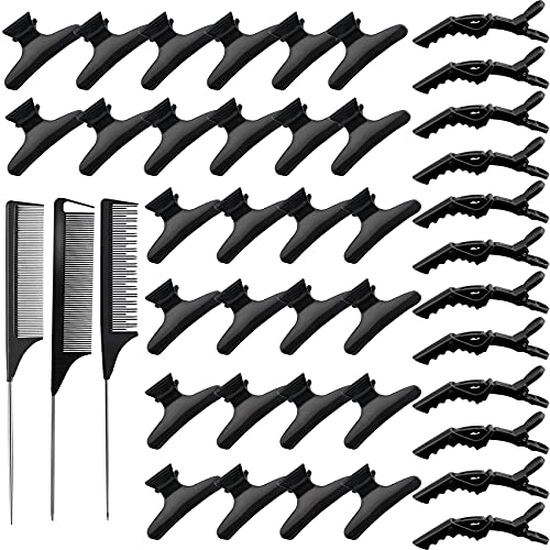 Jelyne 39-Piece Butterfly Clip and Rat Tail Comb Set