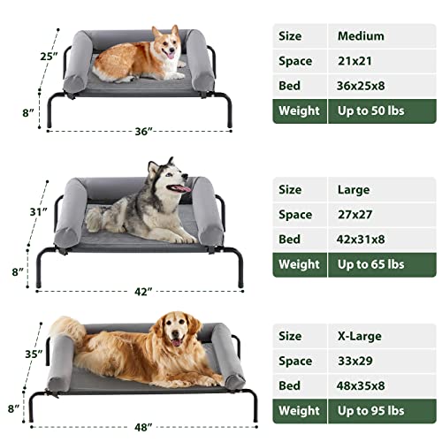 Cooling Elevated Dog Bed for Large Dogs – Waterproof Raised Dog Cot with Slope Headrest, Breathable Teslin Mesh, Durable & Portable Pet Bed for Indoor and Outdoor Use, Grey - Image 6