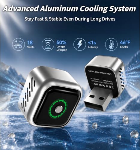 2026 Upgraded Wireless CarPlay Adapter with Buttons for Privacy Call & Two-Phone Fast Switch, Aluminum Cooling, Dual-Band WiFi, Mini Cable-Free, Compatible with Apple iPhone & Android Auto, Gray - image 8